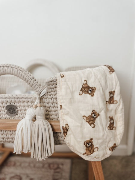 Bamboo Muslin Burp Cloth Set 2-Pack - Teddy/Taupe