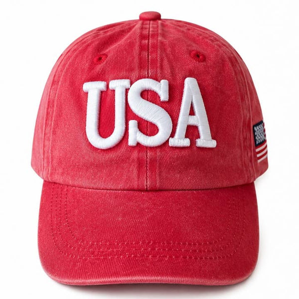 USA Kids Baseball Hat - Vintage Red
