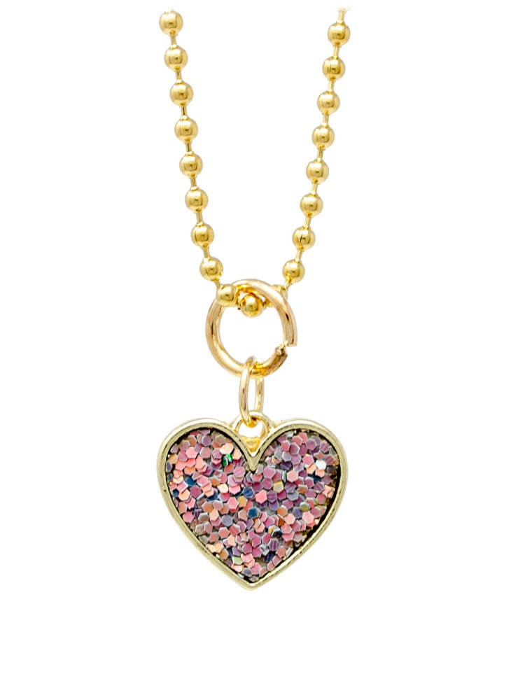 Sparkle Heart Gold Charm Necklace