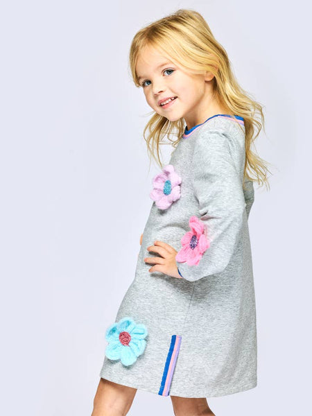 Long Sleeve 3D Flowers Dress