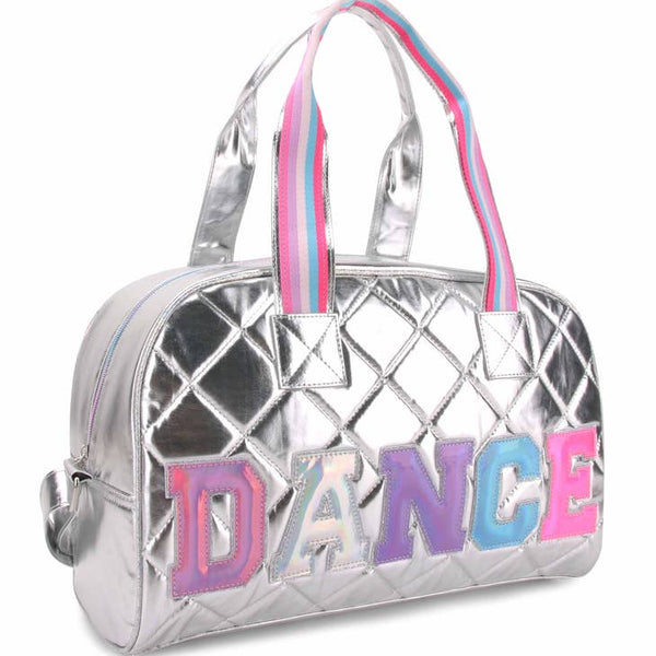 "Dance" Quilted Metallic Silver Medium Duffle Bag