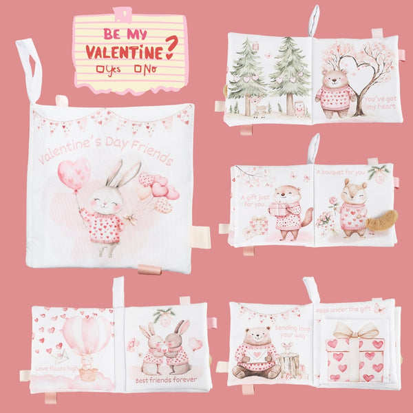 Valentines Tabs Soft Crinkle Cloth Baby Book
