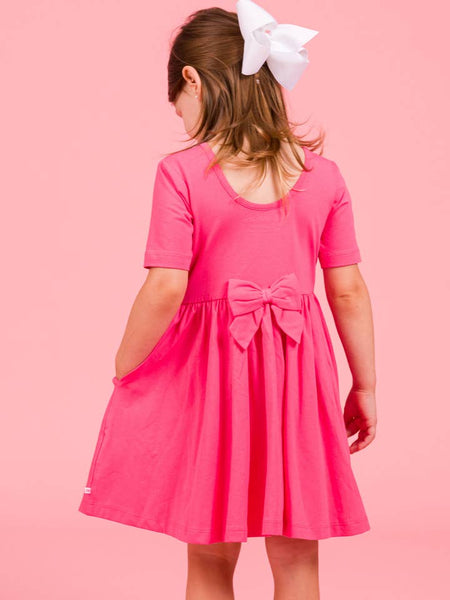 Hot Pink Knit Twirl Dress & Bright Blossom Ruffle Leggings