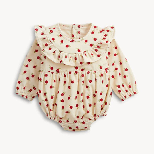 Floral Corduroy Baby Girls Ruffle Romper