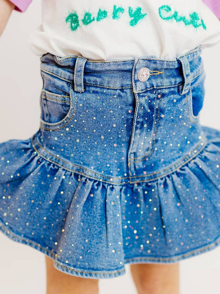 Denim Embellished Skort