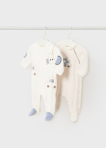 2-Pack Footed Onesies-Vehicles