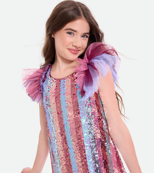 Alexa Sequin Striped Party Dress
