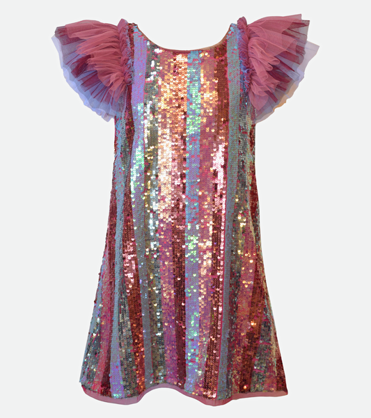 Alexa Sequin Striped Party Dress