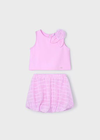 Pink Top and Bubble Skirt Set