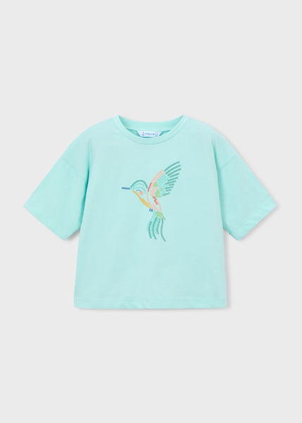 Mint Hummingbird Drop Shoulder Tee