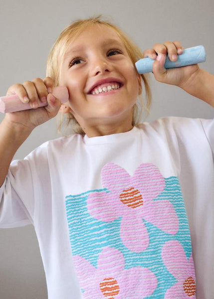 White Lilac Flowers Drop Shoulder Tee