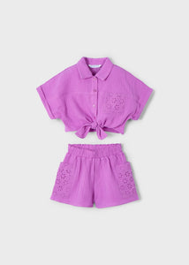 Orchid Eyelet Shorts and Blouse Set