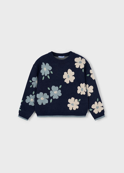 Navy Flower Print Sweater