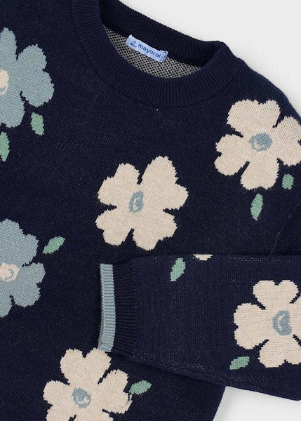 Navy Flower Print Sweater