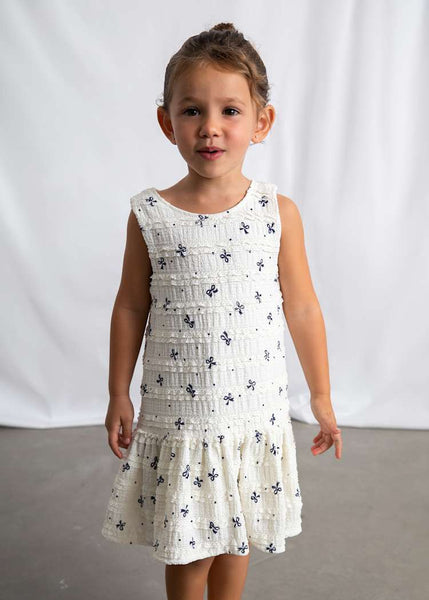 Natural Navy Bow Knit Dress