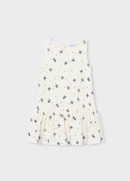 Natural Navy Bow Knit Dress
