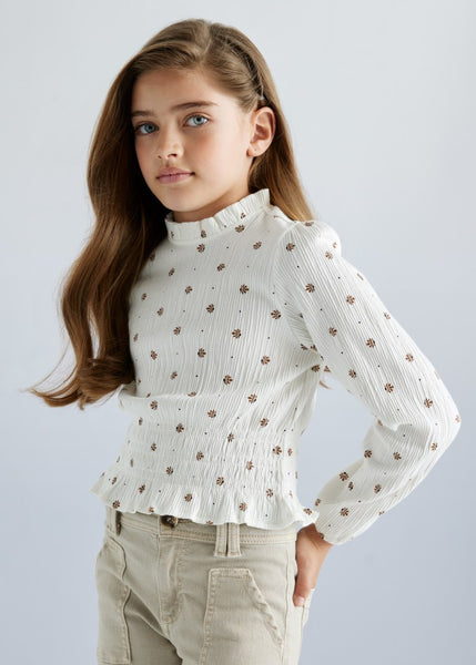 Girl Print Ruched Top w/ Corduroy Shorts