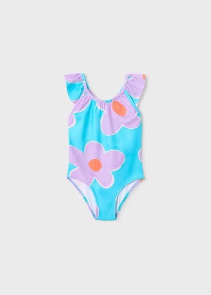 Lilac Ruffled Printed Swimsuit