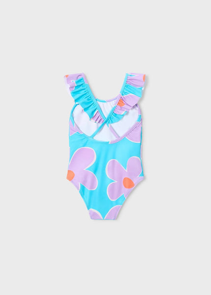 Lilac Ruffled Printed Swimsuit