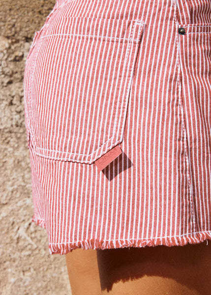 Cherry Striped Denim Shorts