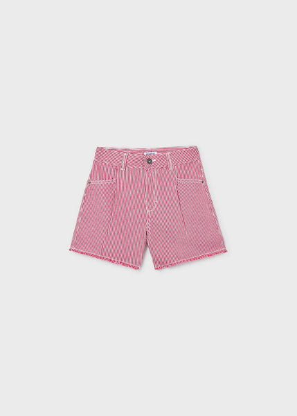 Cherry Striped Denim Shorts