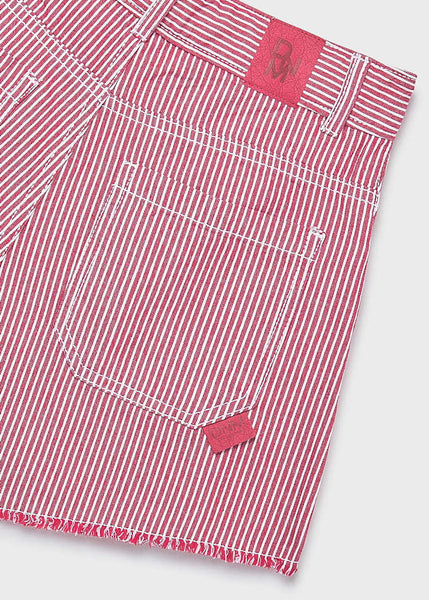 Cherry Striped Denim Shorts
