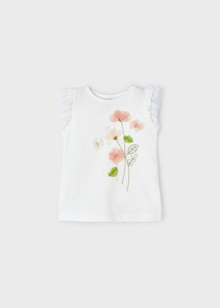 Floral Tulle Top-Off White/Nude