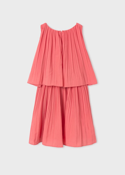 Pleated Dress-Flamingo