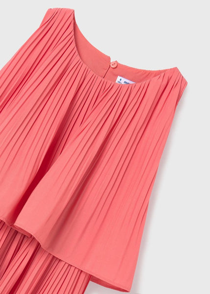 Pleated Dress-Flamingo