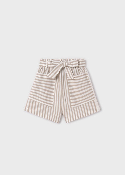 Striped Shorts-Beige