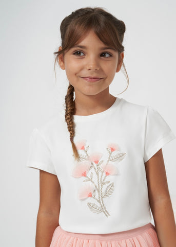 Floral Embroidery Top-Natural/Tulip