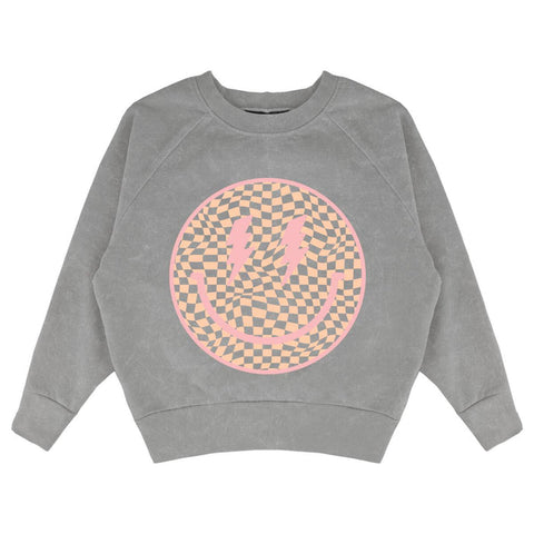 Happy Days Smiley Checkered Sweatshirt