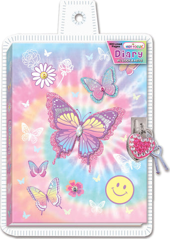 Diary with Lock & Keys - Tie  Dye Butterfly
