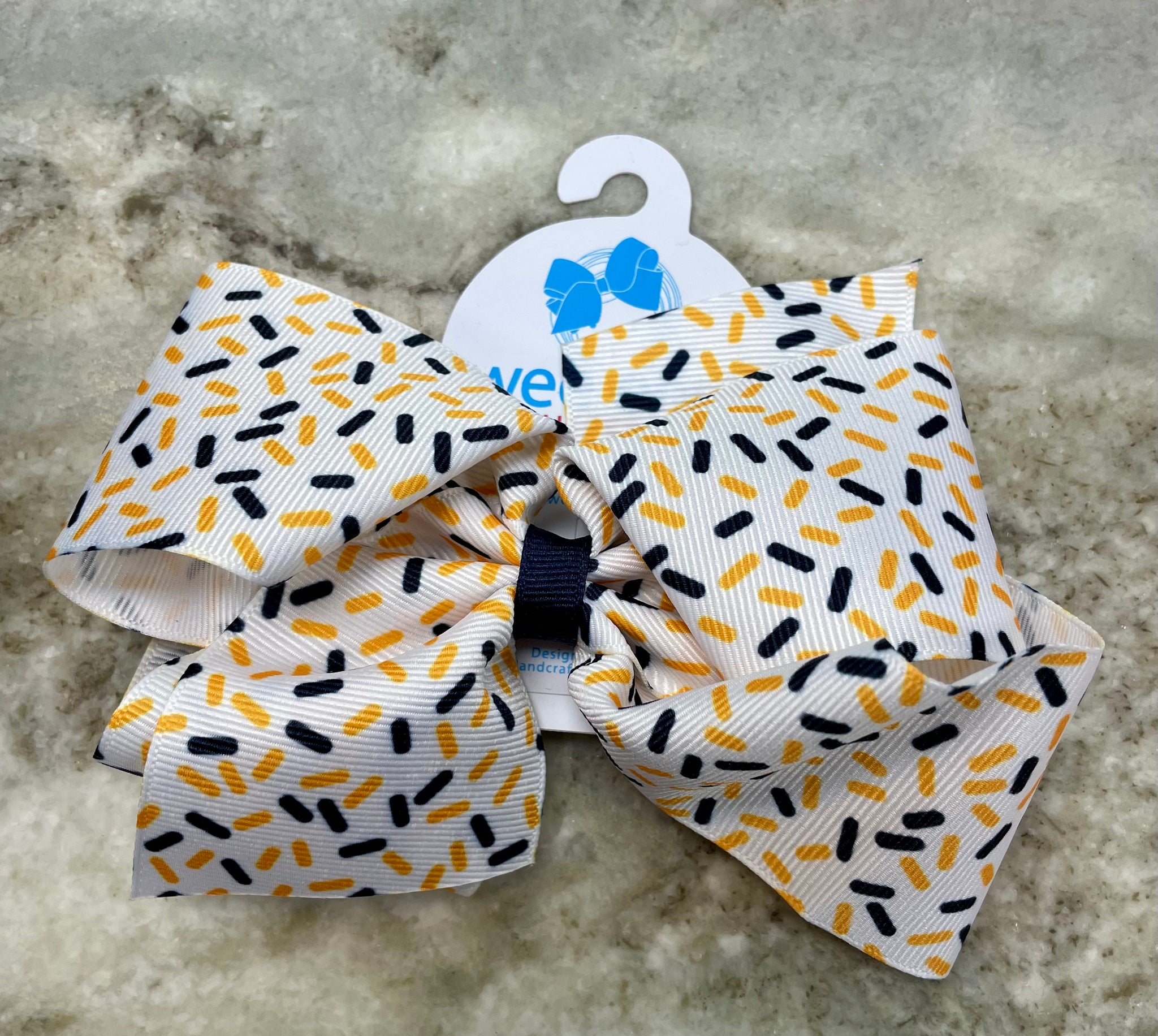 KING Confetti Print Bow- Navy/Gold