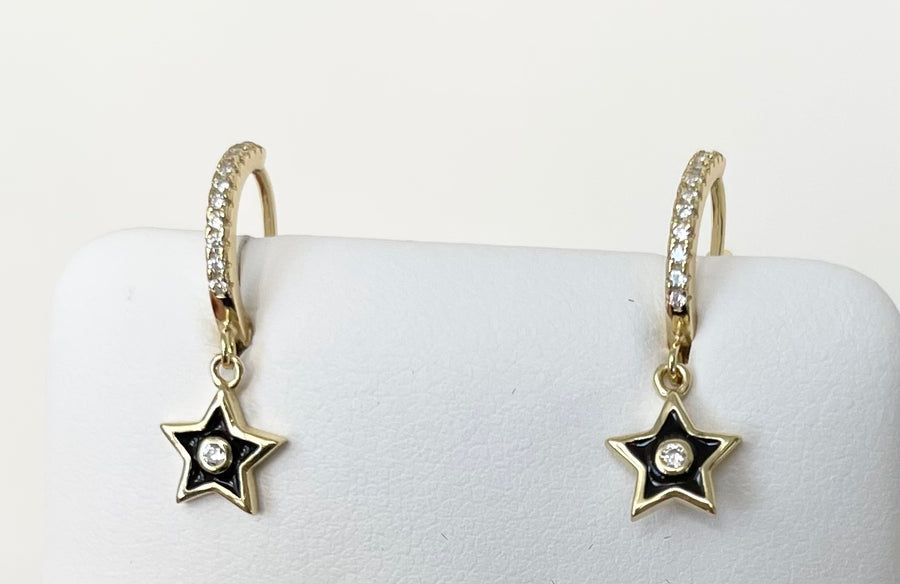 STAR HUGGIE DROP GEMSTONES EARRINGS