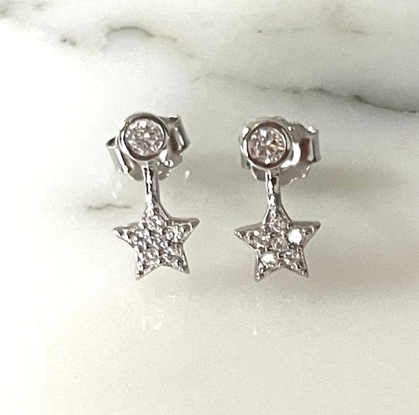 STAR BEZEL EARRINGS STERLING SILVER