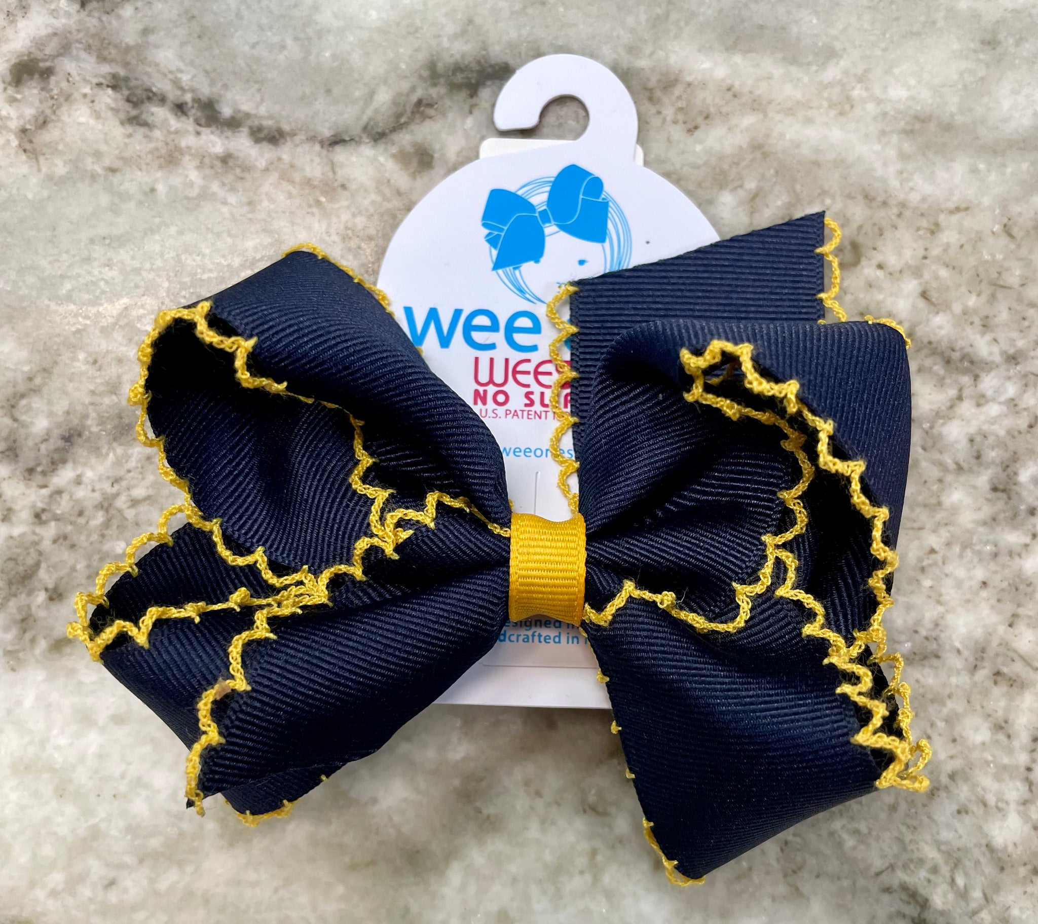 MED Moonstitch Navy/Gold Bow