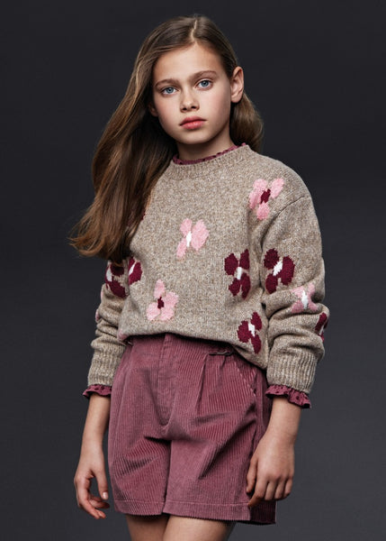 Tan Floral Sweater