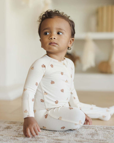 Bamboo Zip Footie - Pumpkins