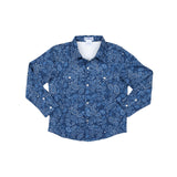 Navy Paisley Pearl Snap Shirt