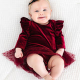 Cranberry Velvet Tutu Bodysuit