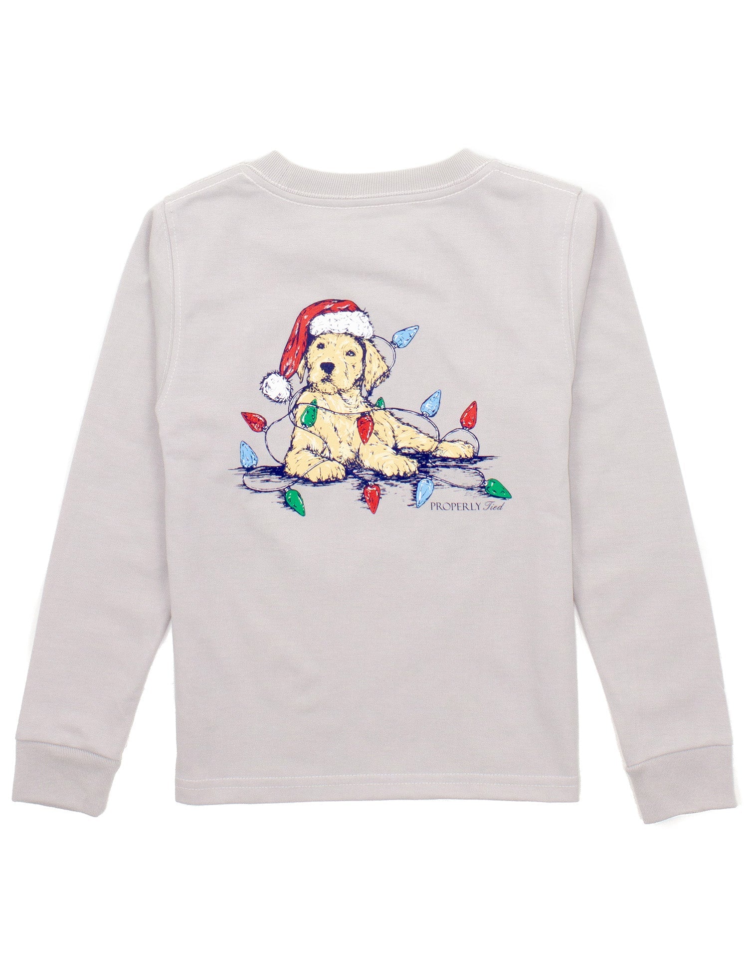 Santa Paws Ice Grey Long Sleeve Pocket Tee