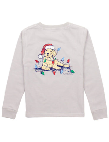 Santa Paws Ice Grey Long Sleeve Pocket Tee