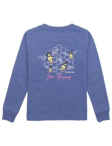 GIRLS BEE HAPPY LS SPACE BLUE