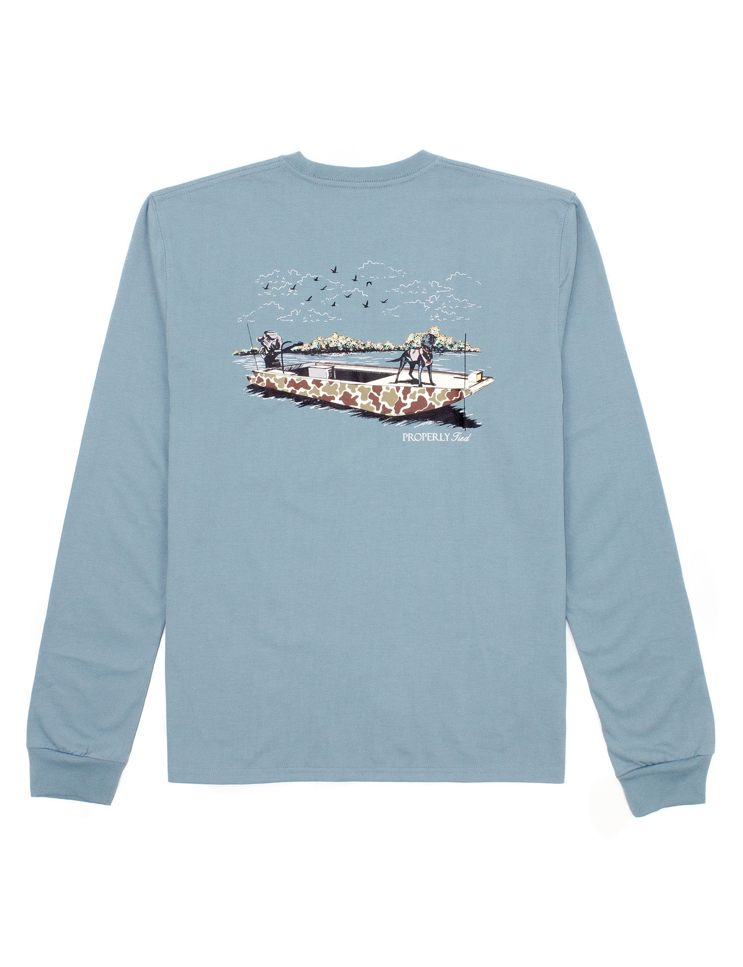 Steel Blue Boat Ride Long Sleeve Tee