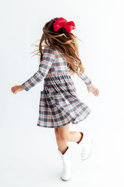 Christmas Plaid Pocket Twirl Dress
