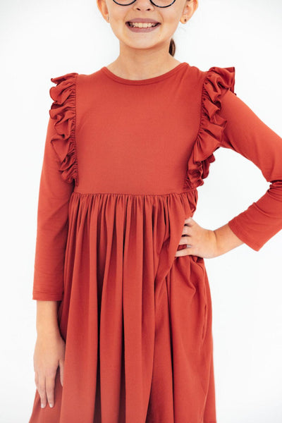 Pumpkin Spice 3/4 Sleeve Pocket Twirl Dress