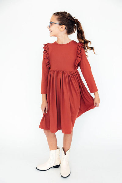 Pumpkin Spice 3/4 Sleeve Pocket Twirl Dress