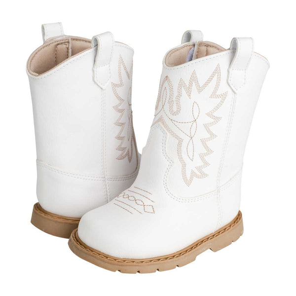 MILLER Toddler White Western Boot with Tan Stitching