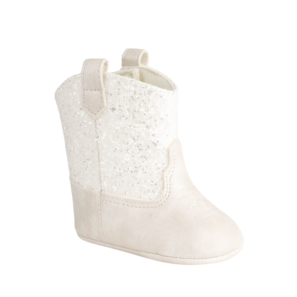 MISSY Infant Ivory Shimmer PU/Chunky Glitter Western Boot